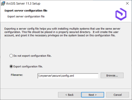 Export a server configuration file.